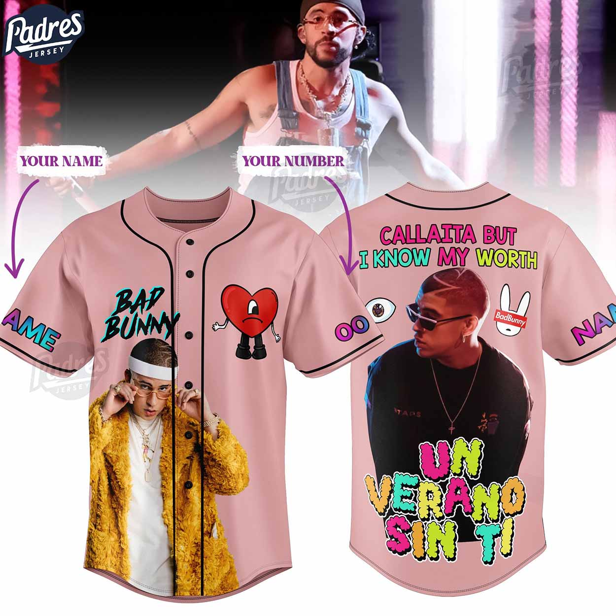 Custom Bad Bunny Callaita Baseball Jersey - Padres Jersey Oasis: Elevate Your Baseball Style Game