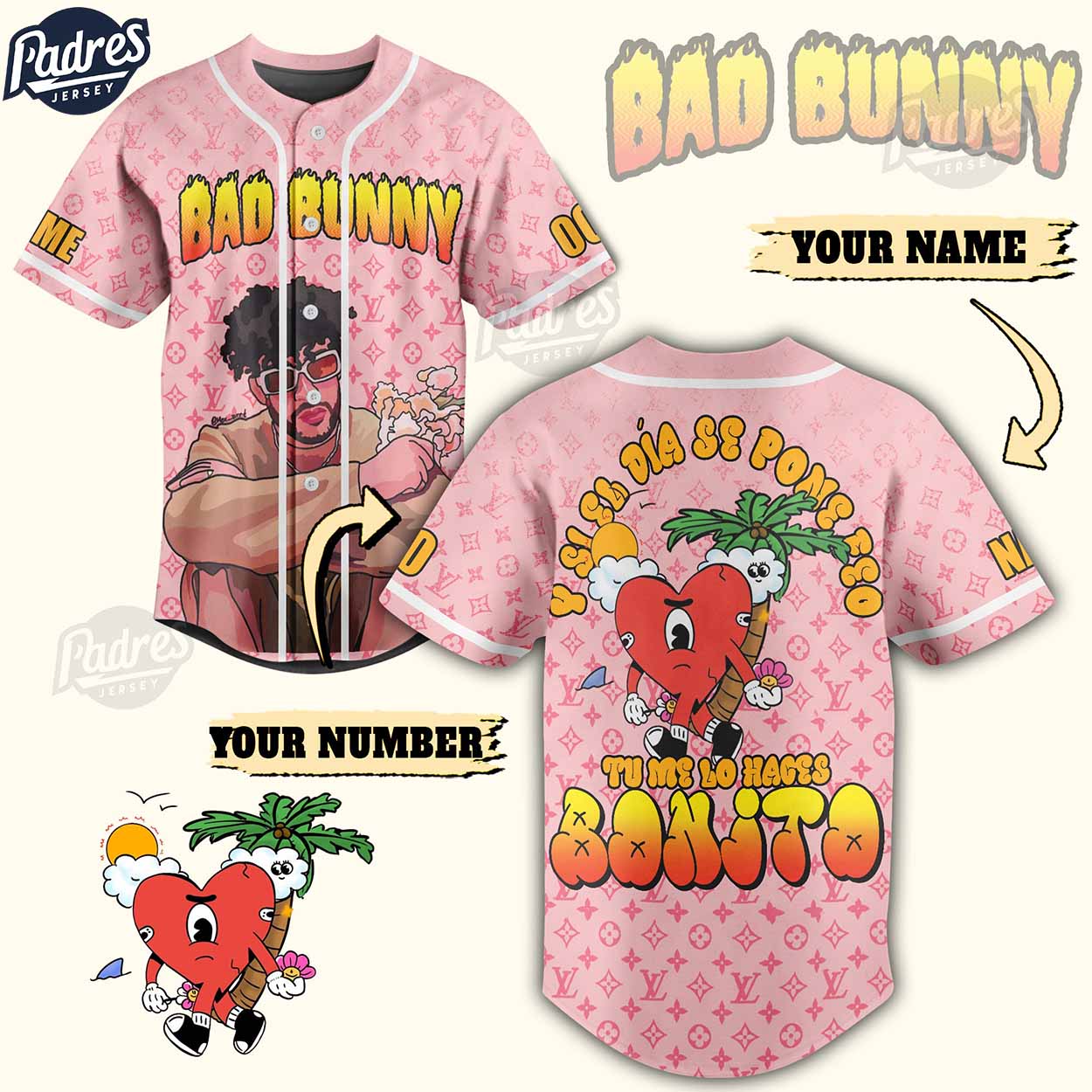 Custom Bad Bunny Lv baseball Jersey - Padres Jersey Oasis: Elevate Your Baseball Style Game