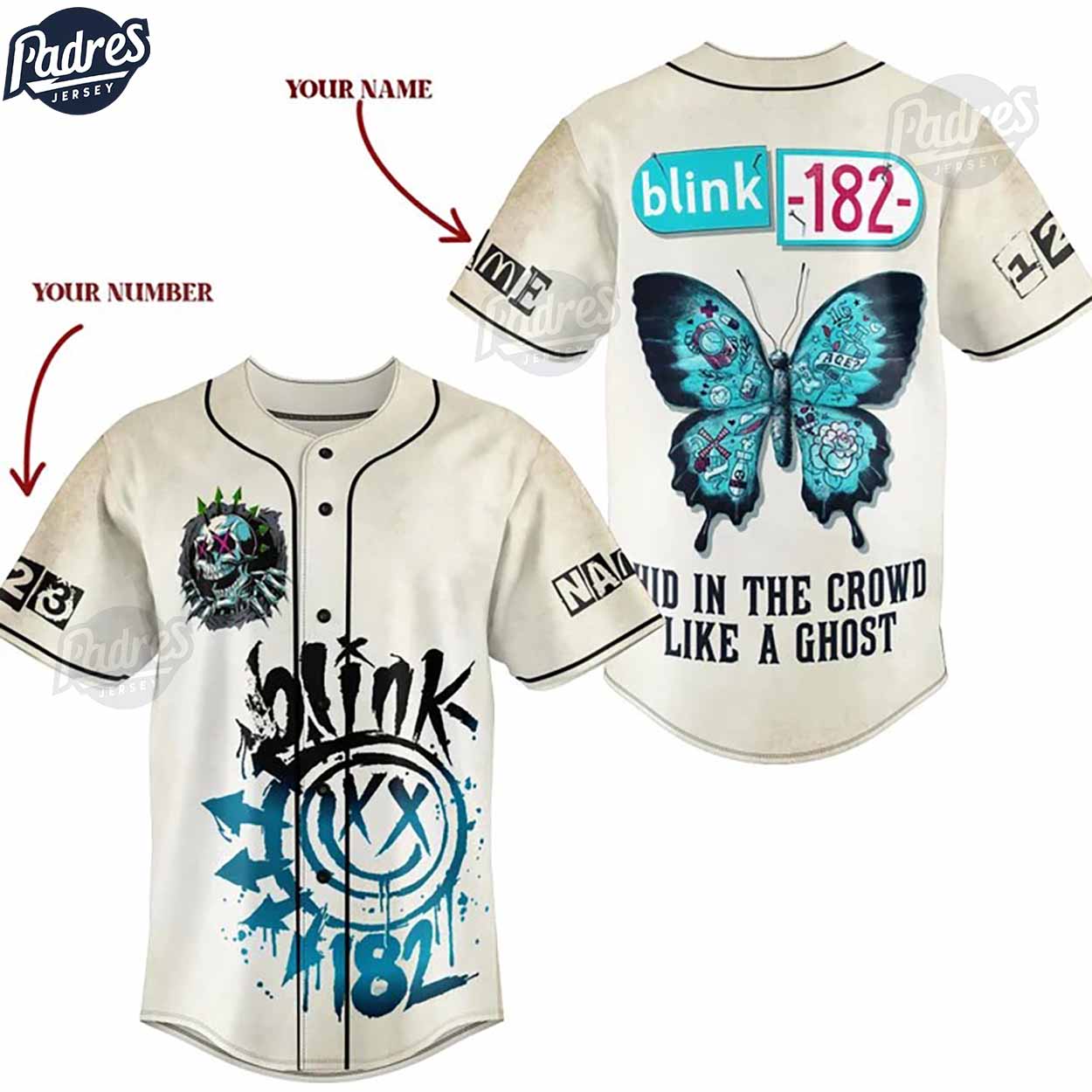 Custom Blink-182 Butterfly Baseball Jersey Style - Padres Jersey Oasis: Elevate Your Baseball Style Game