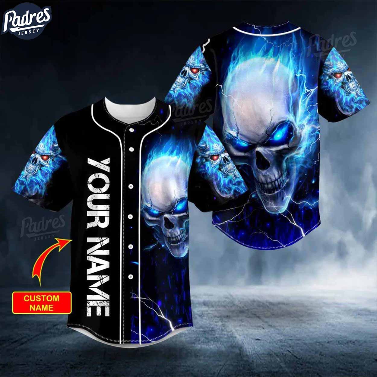 Custom Blue Fire Lightning Baseball Jersey - Padres Jersey Oasis: Elevate Your Baseball Style Game
