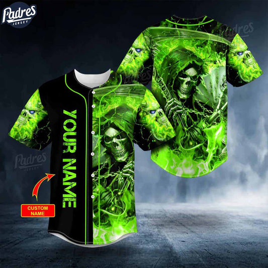 Custom Green Lightning Grim Reaper Baseball Jersey - Padres Jersey Oasis: Elevate Your Baseball Style Game