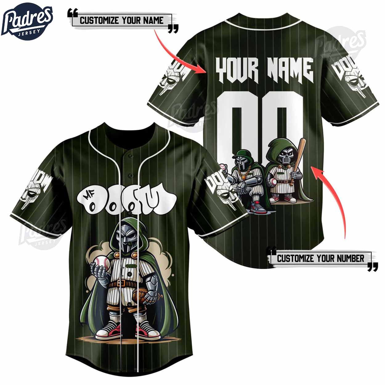Personalized MF DOOM Baseball Jersey Style - Padres Jersey Oasis: Elevate Your Baseball Style Game