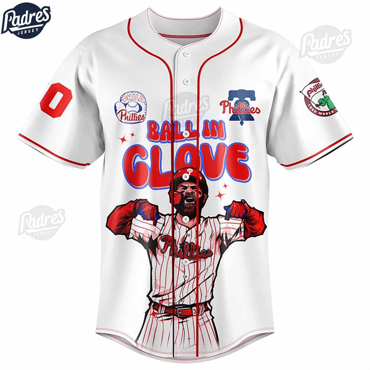 Custom MLB Philadelphia Phillies Ball In Glove Baseball Jersey Style - Padres Jersey Oasis: Elevate Your Baseball Style Game