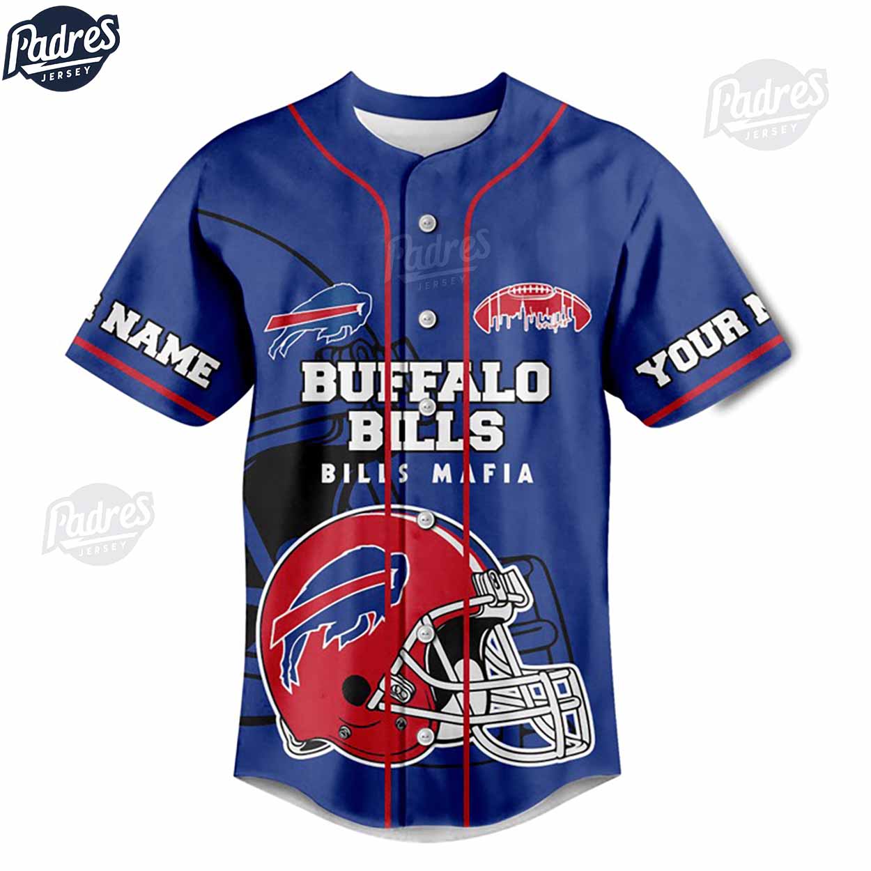 Custom Name Buffalo Bills Fan Baseball Jersey - Padres Jersey Oasis: Elevate Your Baseball Style Game