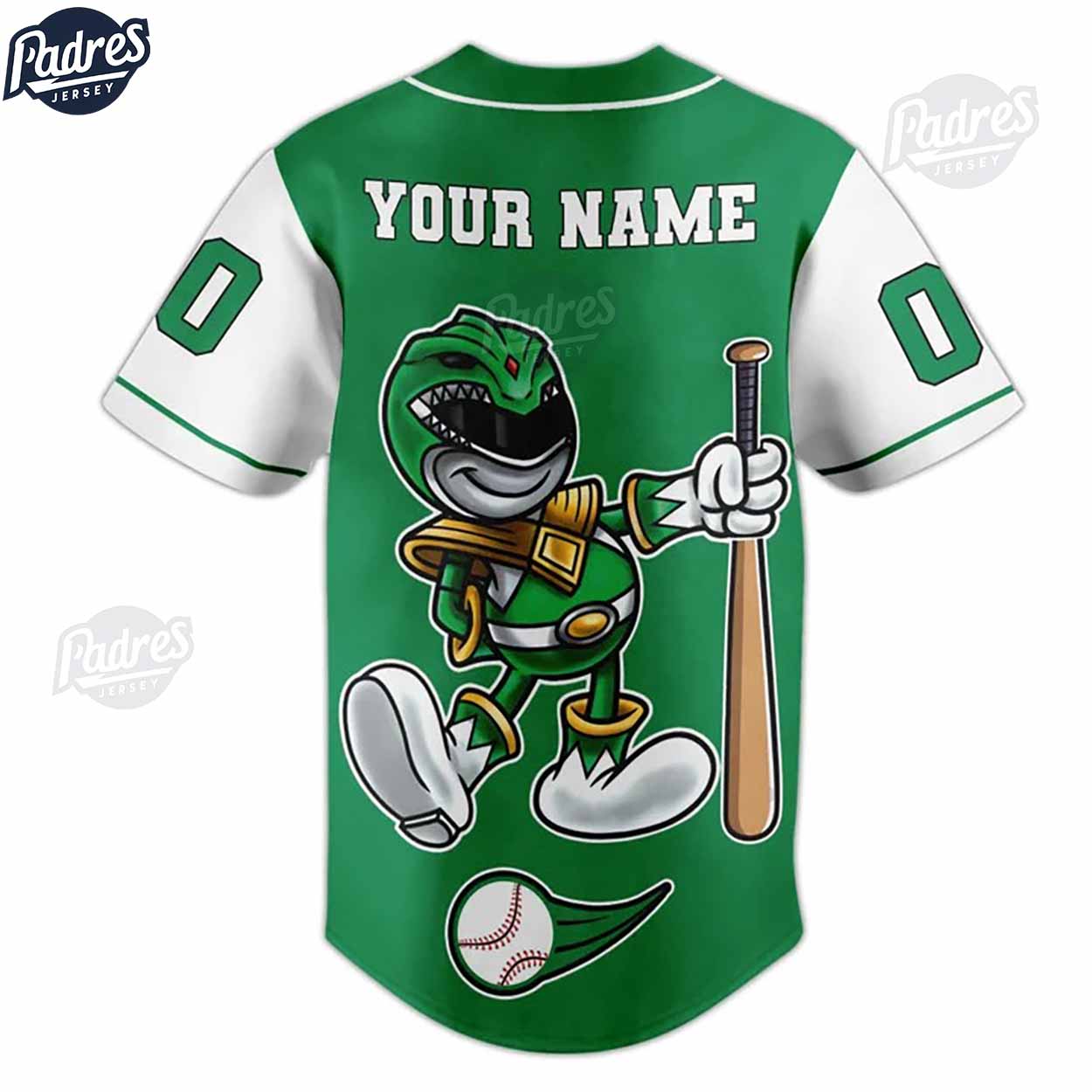 Custom Power Rangers Green Ranger Baseball Jersey - Padres Jersey Oasis: Elevate Your Baseball Style Game