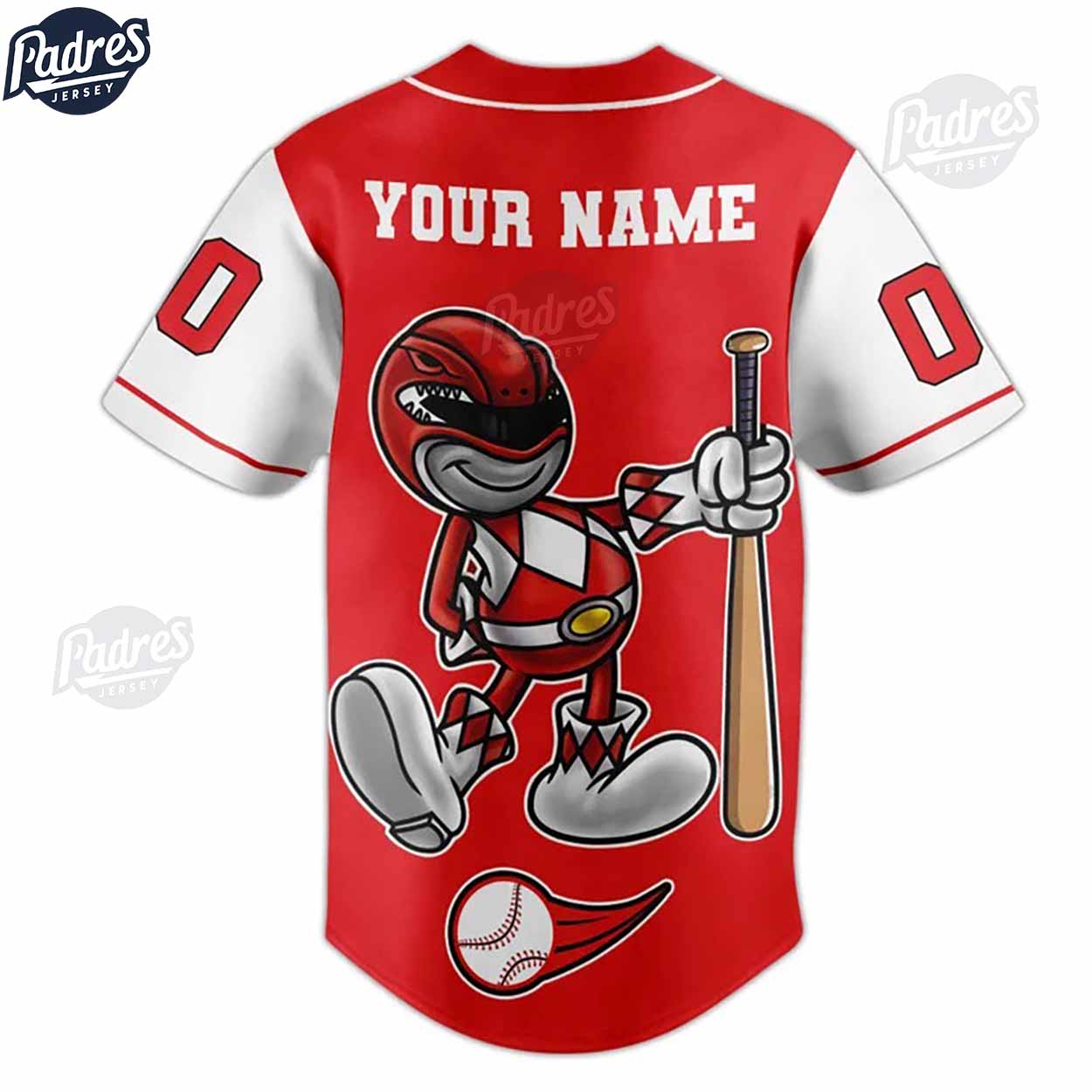 Custom Power Rangers Red Ranger Baseball Jersey - Padres Jersey Oasis: Elevate Your Baseball Style Game