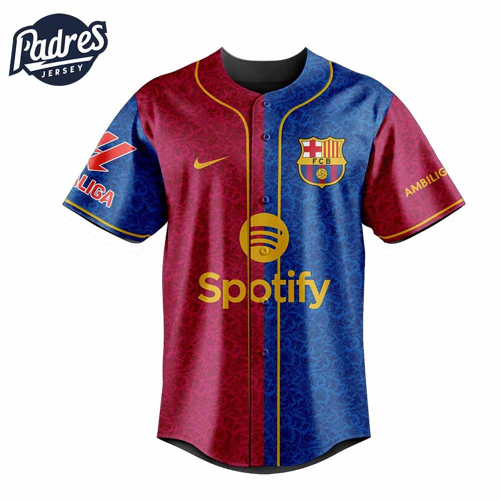 Custom Football Team Barcelona Baseball Jersey - Padres Jersey Oasis: Elevate Your Baseball Style Game