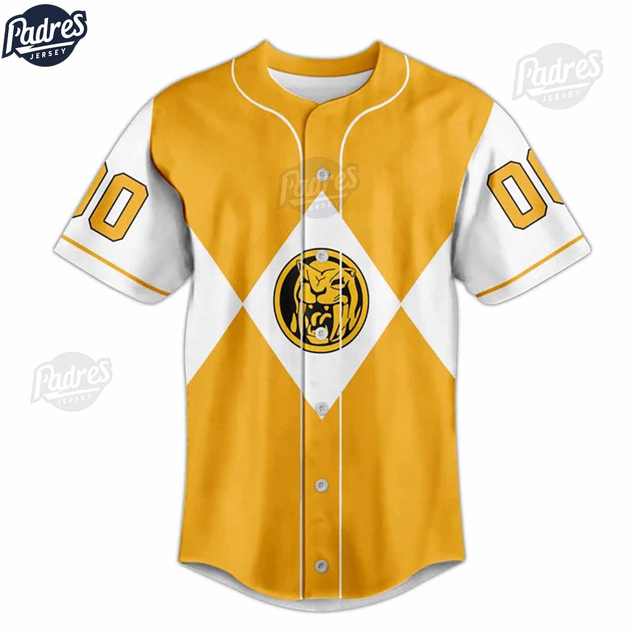 Custom Power Rangers Yellow Ranger Baseball Jersey - Padres Jersey Oasis: Elevate Your Baseball Style Game