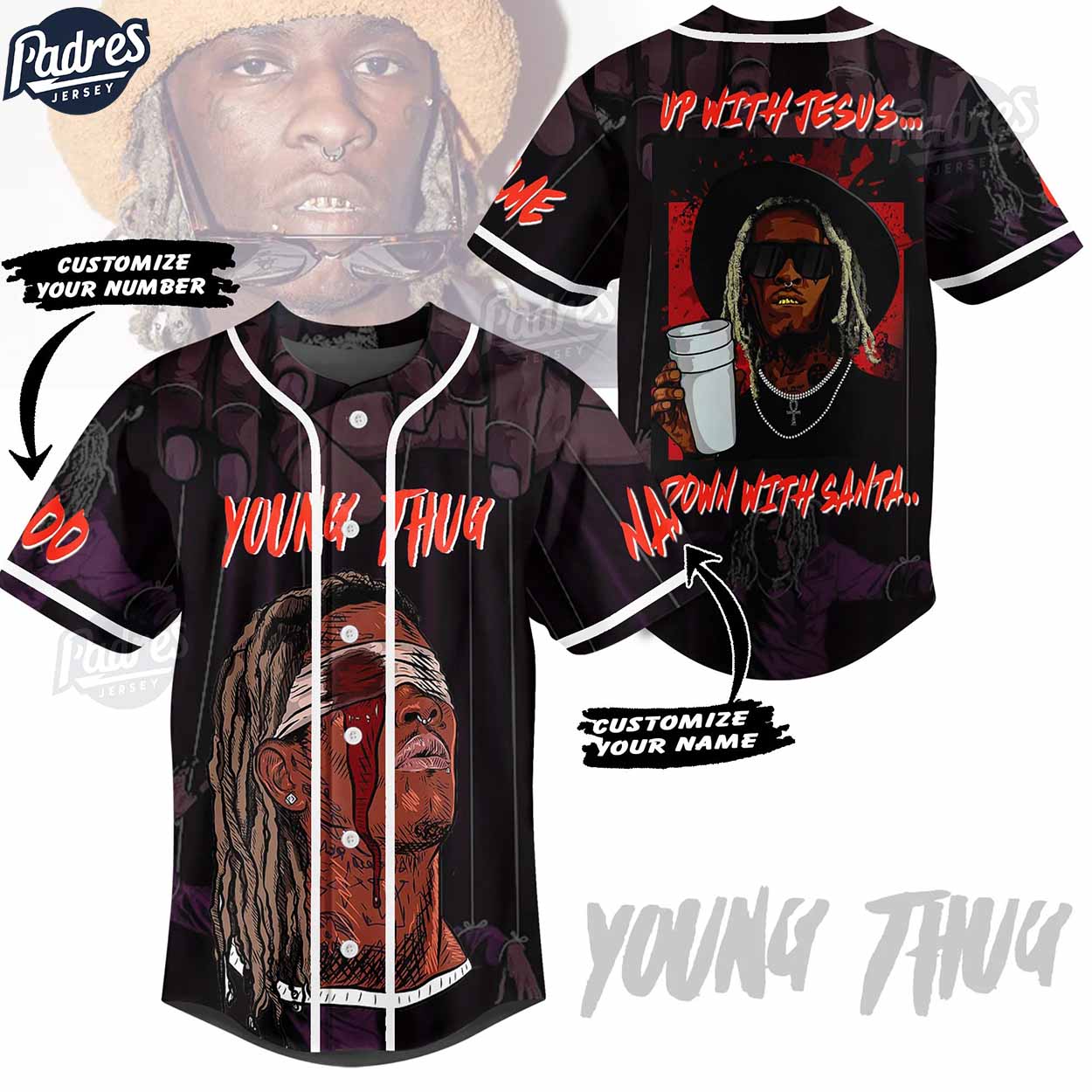Custom Young Thug Baseball Jersey Style - Padres Jersey Oasis: Elevate Your Baseball Style Game