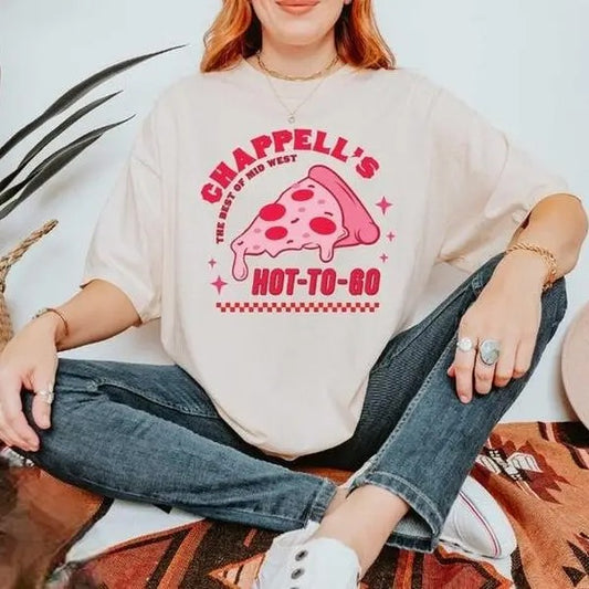 Cute Chapeell Roaan Tshirt,Hot to Go Shirt,Concert Shirt,Midwest Princess Shirt,Gifts for Women, Best Friend Gift,Pizza Graphic Tee Top Womenswear
