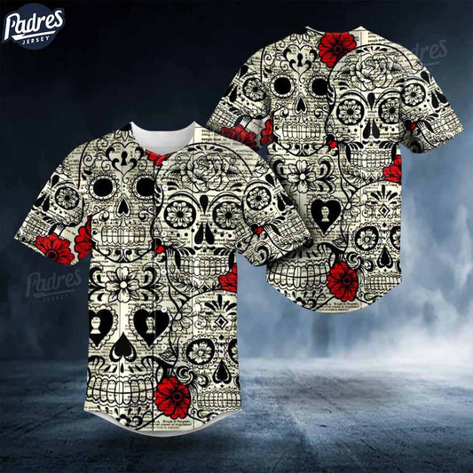Day Of The Dead Pattern Skull Baseball Jersey 3D Style - Padres Jersey Oasis: Elevate Your Baseball Style Game