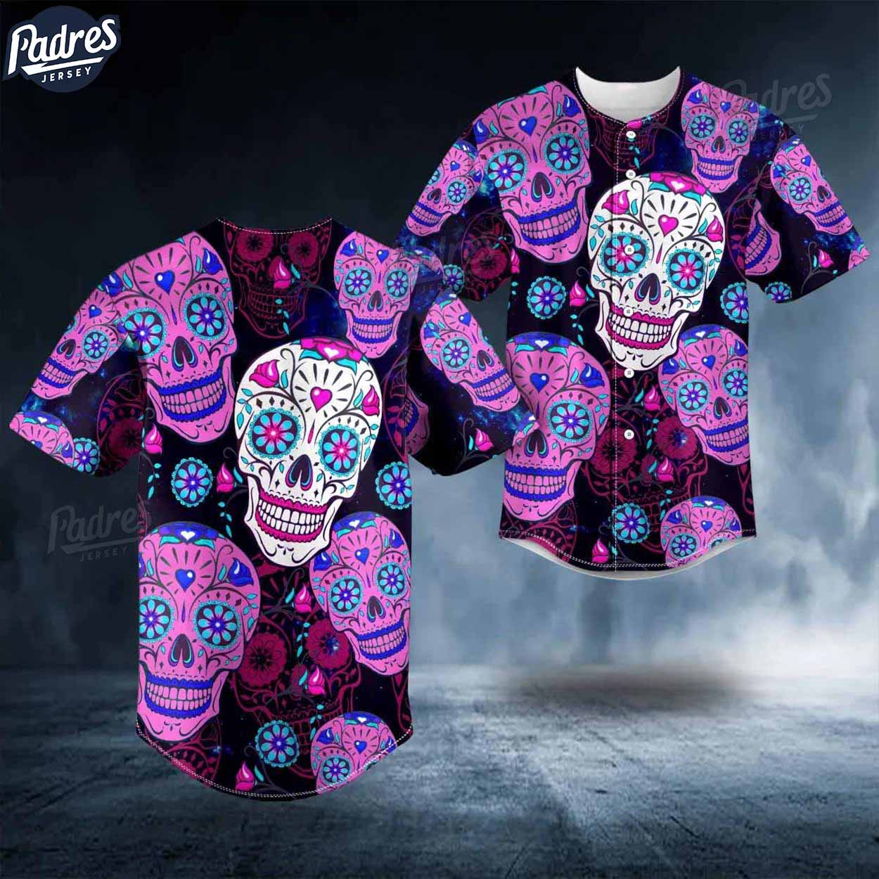 Day Of The Dead Purple Pattern Skull Baseball Jersey - Padres Jersey Oasis: Elevate Your Baseball Style Game