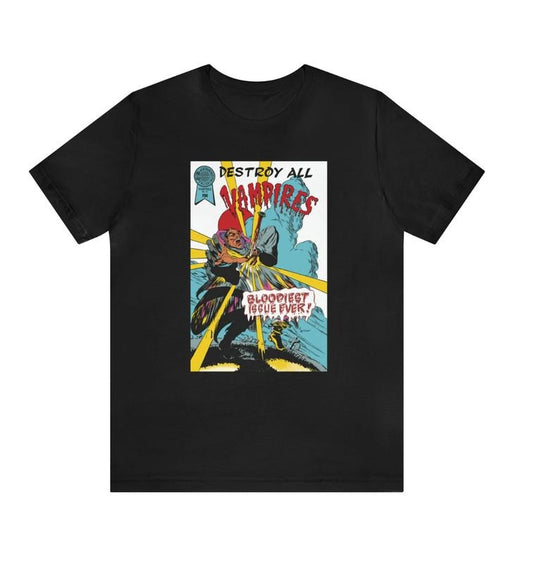 Destroy All Vampires Short Sleeve Tee The Lost Boys Movie Comic T-Shirt Menswear Top Underwear Tshirt Streetwear Man Tropical Crewneck Shortsleeve Round Neck Casual