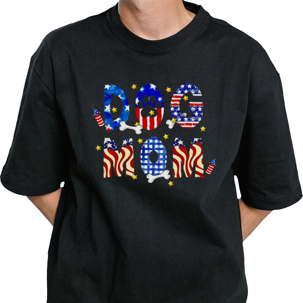 Dog mom USA flag 4th of July shirt