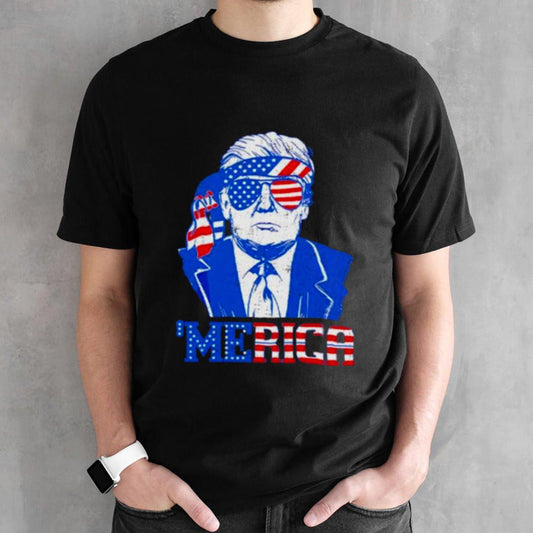 Donald Trump Merica Trump Sunglass US Flag 4th Of July T Shirt