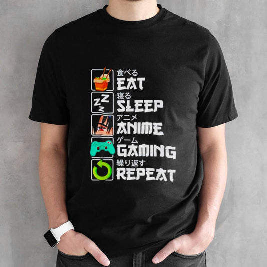 Eat sleep anime gaming repeat shirts