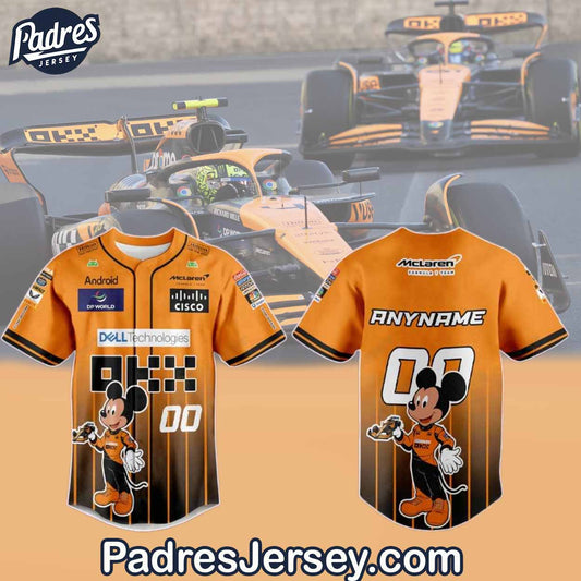 F1 Mclaren X Mickey Mouse Baseball Jersey Outfit - Custom Name - Padres Jersey Oasis: Elevate Your Baseball Style Game