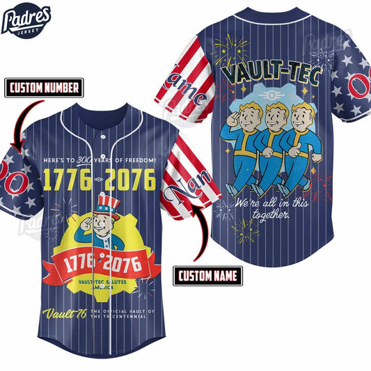 Fallout Celebrate 300 Years Of FREEDOM With Vault-Tec Baseball Jersey - Padres Jersey Oasis: Elevate Your Baseball Style Game