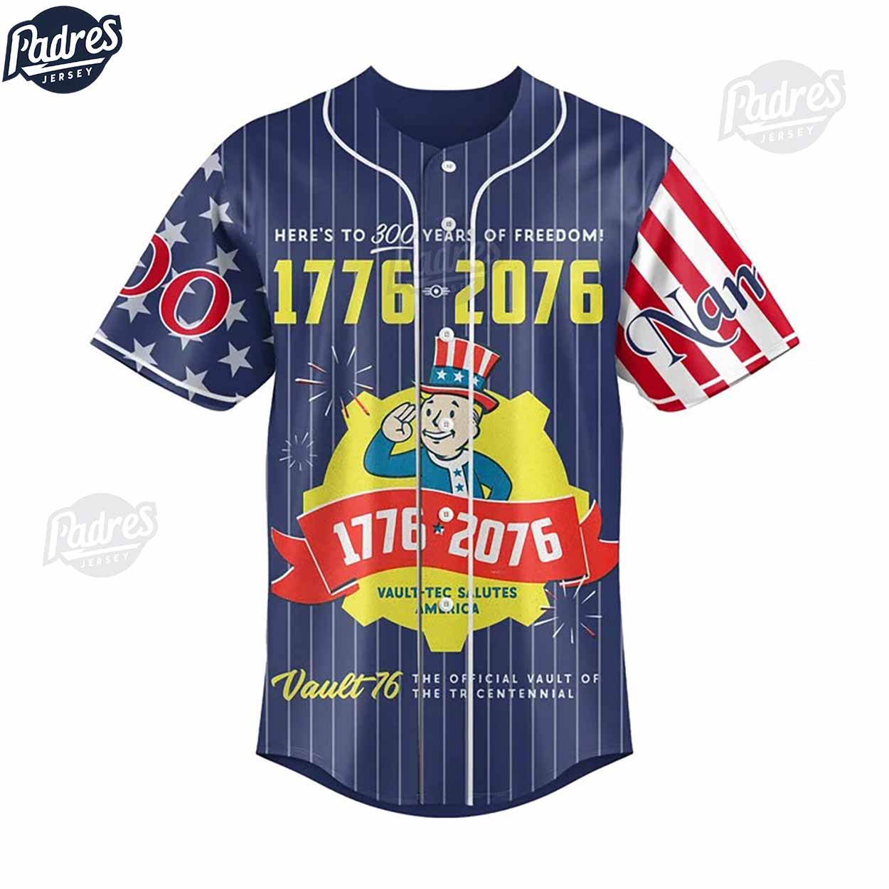 Fallout Celebrate 300 Years Of FREEDOM With Vault-Tec Baseball Jersey - Padres Jersey Oasis: Elevate Your Baseball Style Game