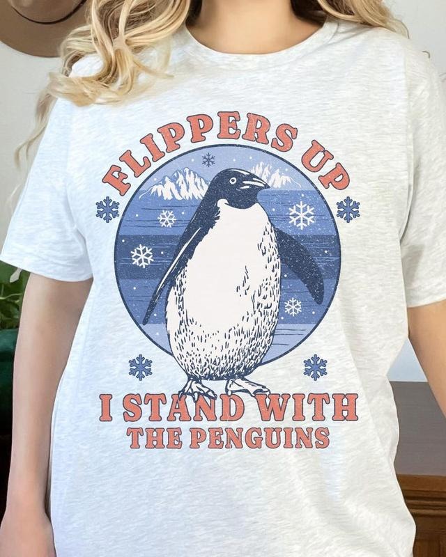 Flippers Up I Stand With The Penguins Shirt, Funny Penguin T-Shirt. Penguin Gift. Penguin Shirt