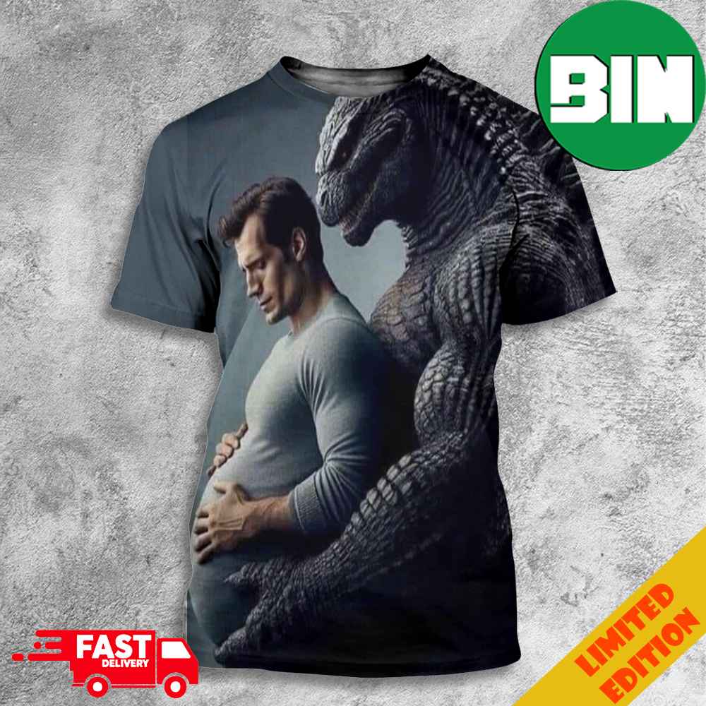 Funny Godzilla Makes Henry Cavil Pregnant 3D T-Shirts