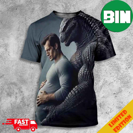 Funny Godzilla Makes Henry Cavil Pregnant 3D T-Shirts