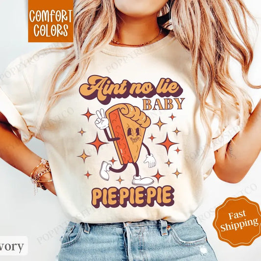 Funny Thanksgiving Shirt Comfort Colors, Pumpkin Pie Shirt, Fall Womenswear Oversized Crewneck
