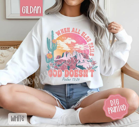 God Doesn't Fail Sweatshirt, Cute Religious Crewneck, Trendy Women's Sweater, Gift for Her