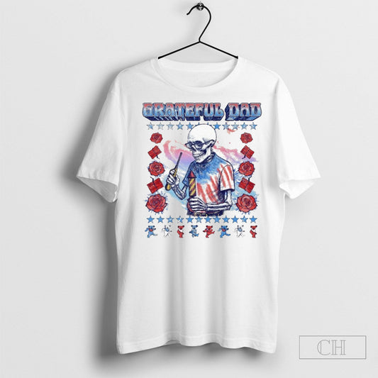 Grateful Dad 4th Of July American 2025 Bears Skeleton T Shirt