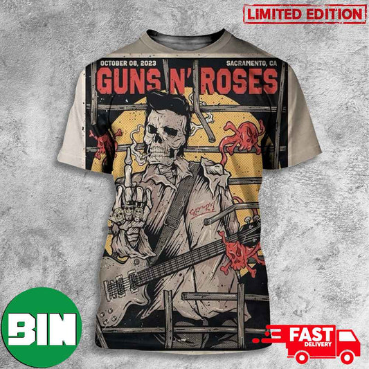 Guns N Roses At Discovery Park Sacramento California World Tour 8th October 2023 PowerTrip 3D T-Shirts