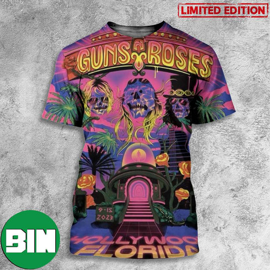 Guns N Roses Hollywood Florida North America Tour 2023 September 15 Poster All Over Print T-Shirts