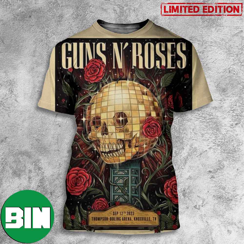 Guns N Roses September 12th 2023 Thompson Boling Arena Knoxville TN Tour 3D T-Shirts