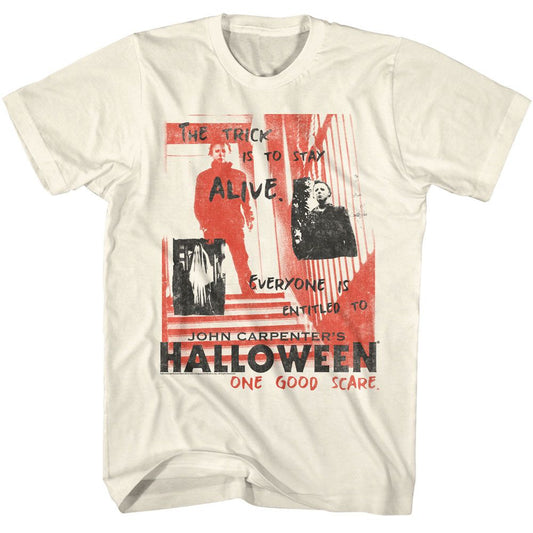 Halloween - One Good Scare Handwritten - American Classics - Solid Off-White Adult Short Sleeve T-Shirt