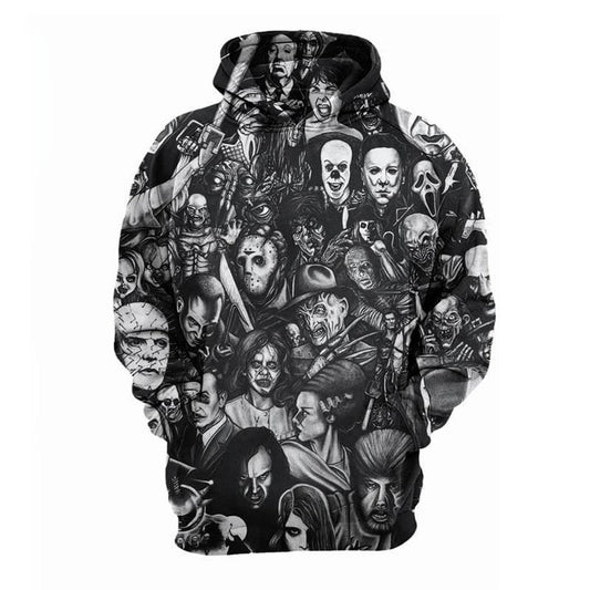 HickVibes 3D Printed Sweatshirt Halloween Horror Movie Long Sleeve Streetwear Hoodies Arts#1631s