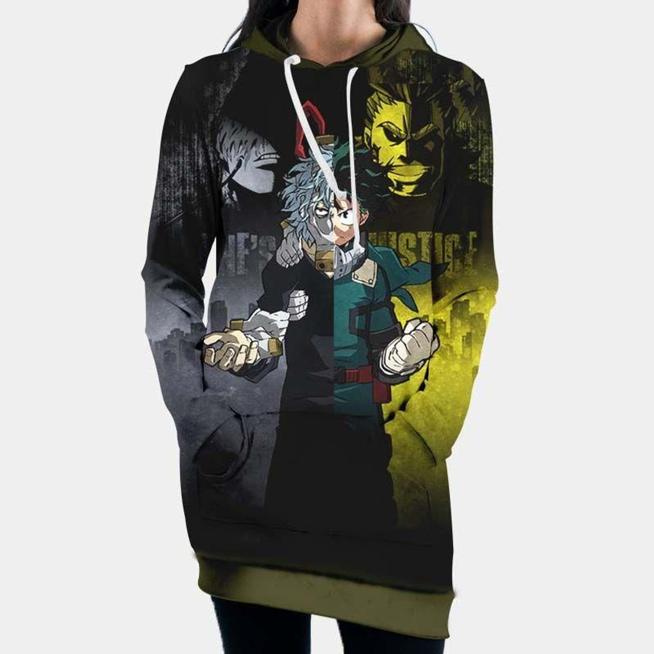 HickVibes One-Justice-Kv Hooded Dress - My Hero Academia Dress B2523 3D Pullover Printed Over Unisex Hoodies