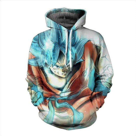 HickVibes Resurrection F Dbz Super Saiyan Blue Goku Painting Artwork A1771 3D Pullover Printed Over Unisex Hoodies