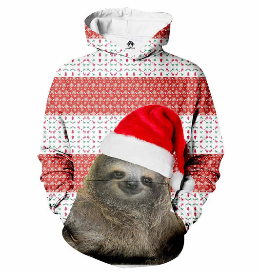 HickVibes Santa Sloth Christmas A2919 3D Pullover Printed Over Unisex Hoodies