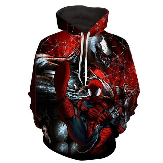 HickVibes Spiderman Venom Web Villain Fight Print A3988 3D Pullover Printed Over Unisex Hoodies