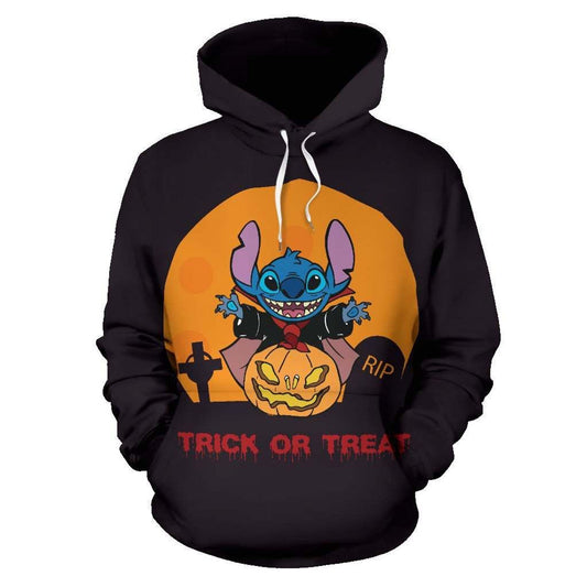 HickVibes Stitch Happy Halloween B664 3D Pullover Printed Over Unisex Hoodies