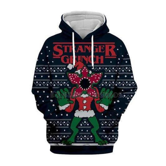 HickVibes Stranger Things Ugly Christmas Pf160 B2713 3D Pullover Printed Over Unisex Hoodies