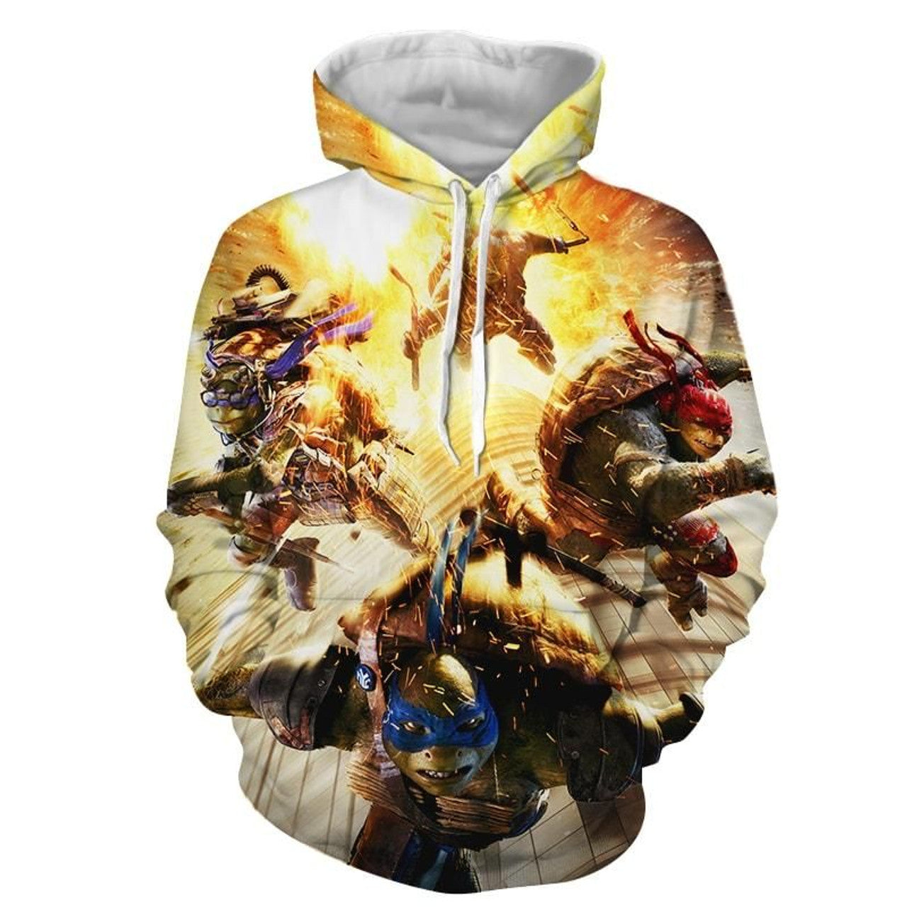 HickVibes Teenage Mutant Ninja Turtles Running From The Fire A3349 3D Pullover Printed Over Unisex Hoodies