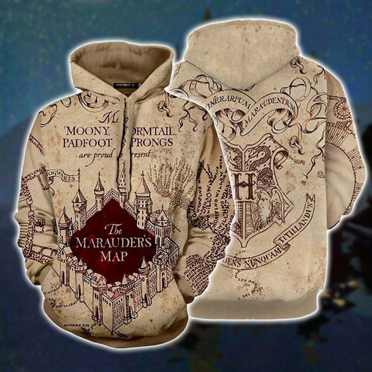 HickVibes The Marauders'S Map Harry Potter A277 3D Pullover Printed Over Unisex Hoodies