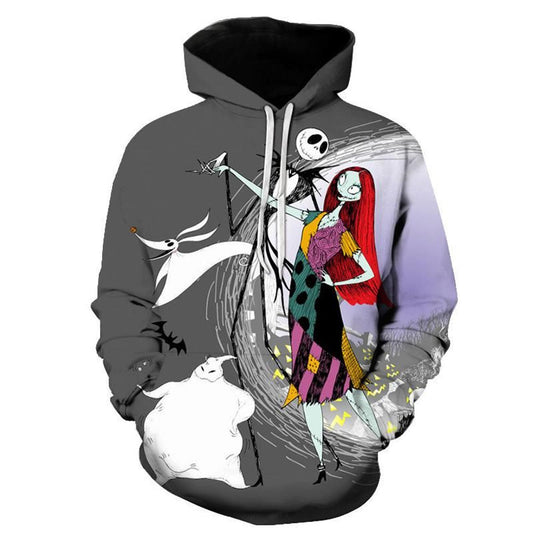 HickVibes The Nightmare Before Christmas Jack And Sally Skellington Pf145 B2698 3D Pullover Printed Over Unisex Hoodies