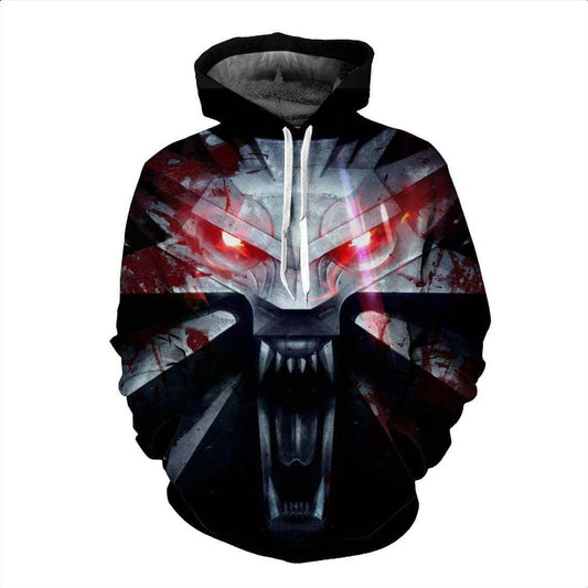HickVibes The Witcher 3 Wild Hunt Wolves Symbol Emblem Black A4088 3D Pullover Printed Over Unisex Hoodies