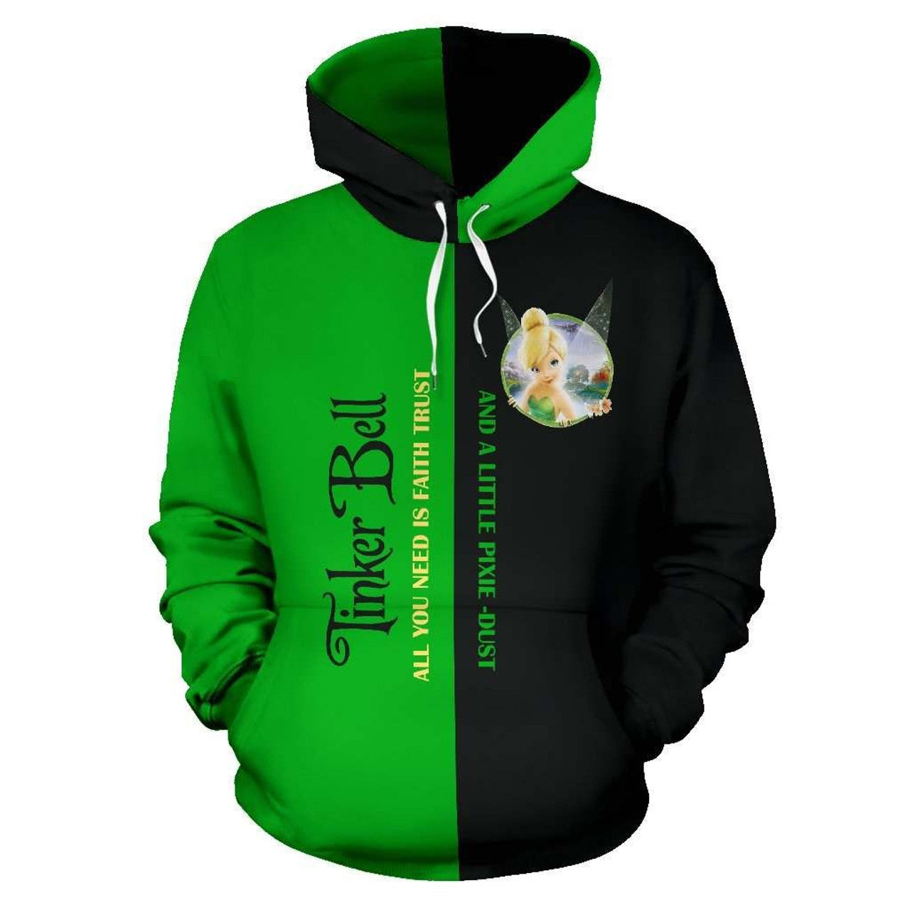HickVibes Tinker Bell Green And Black B794 3D Pullover Printed Over Unisex Hoodies