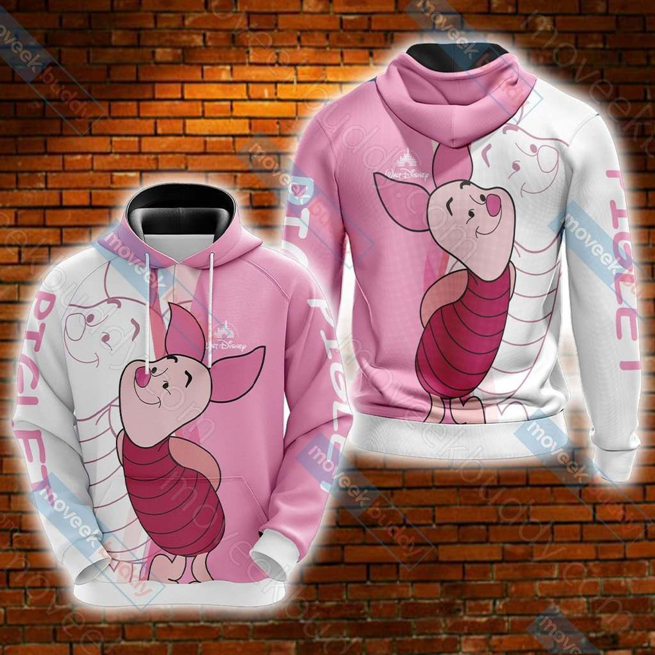 HickVibes Winnie The Pooh - Piglet A918 3D Pullover Printed Over Unisex Hoodies
