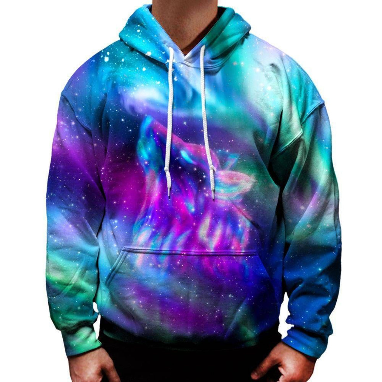 HickVibes Wolf Aurora A1986 3D Pullover Printed Over Unisex Hoodies