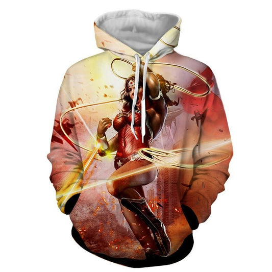 HickVibes Wonder Woman Superhero Warner Bros Fighting Cool A3927 3D Pullover Printed Over Unisex Hoodies
