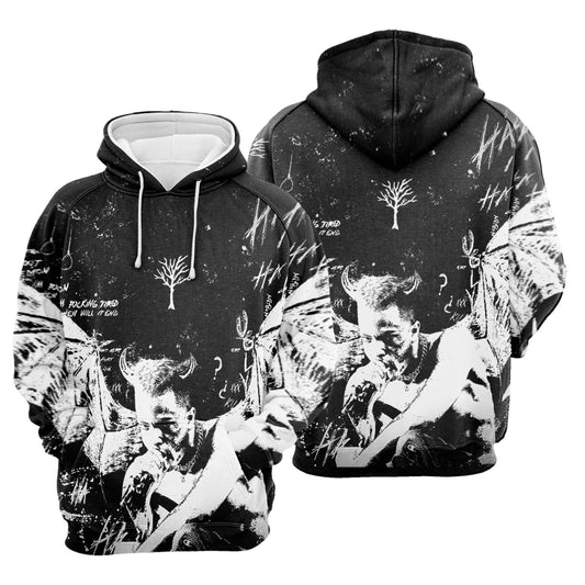 HickVibes Xxxtentacion - Solid Color Rapper Xxxtentacion Icon Black And White A1351 3D Pullover Printed Over Unisex Hoodies