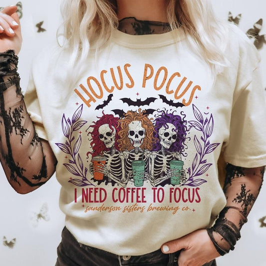 Hocus pocus i need to focus shirt, retro halloween shirt, trending shirt, Gothic shirt, Sanderson sisters shirt, skull shirt, Witch shirt, Spooky girl
